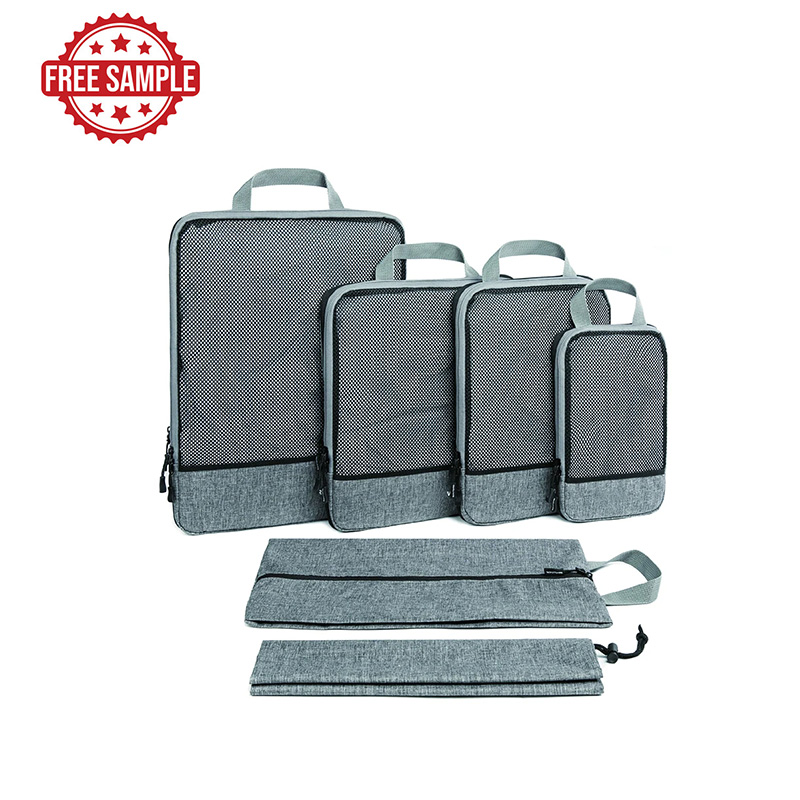 Evercredit Free Sample Travel Storage Bag 6-piece set Compression Packing Cubes Luggage Organizer Packaging Cubes for travel