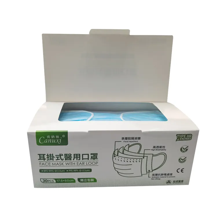 Factory supply CE Approval 3 Layer Disposable Medical Surgical Face Mask with Earloop