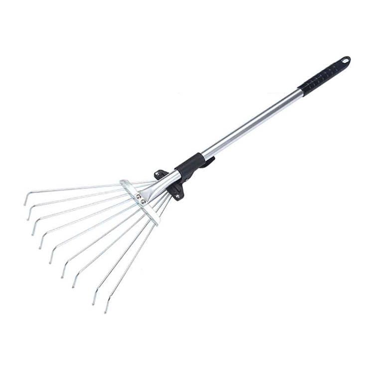 9 Teeth Telescopic Garden Rake Fan Broom Collect Loose Debris Gardening Tools Yards Lightweight Lawn Tool Grass Rake