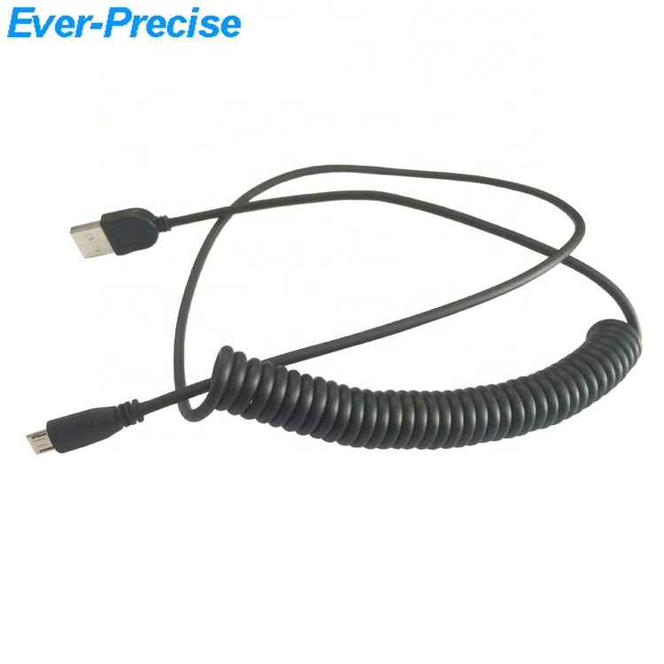 Спиральный кабель micro usb, завитой пружинный шнур, шнур из искусственной кожи, usb am-микро usb, индивидуальный кабель