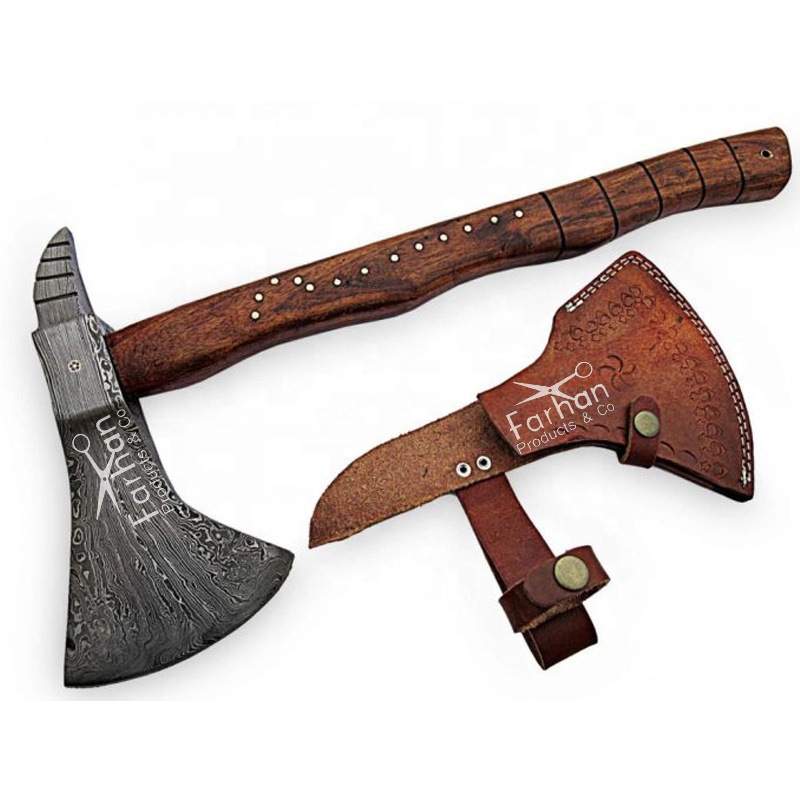 Handmade Damascus Steel Axe Rose Wood Handle