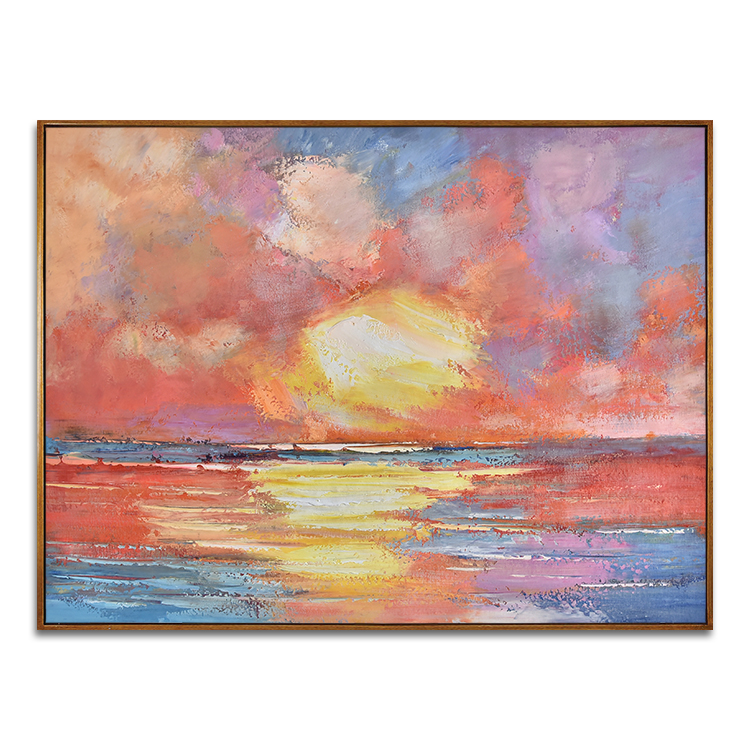 Hand Painted Restaurant Home Decor Abstract Pictures Seascape Artwork Modern Wall Art Canvas Sunrise Beach Oil Paintings