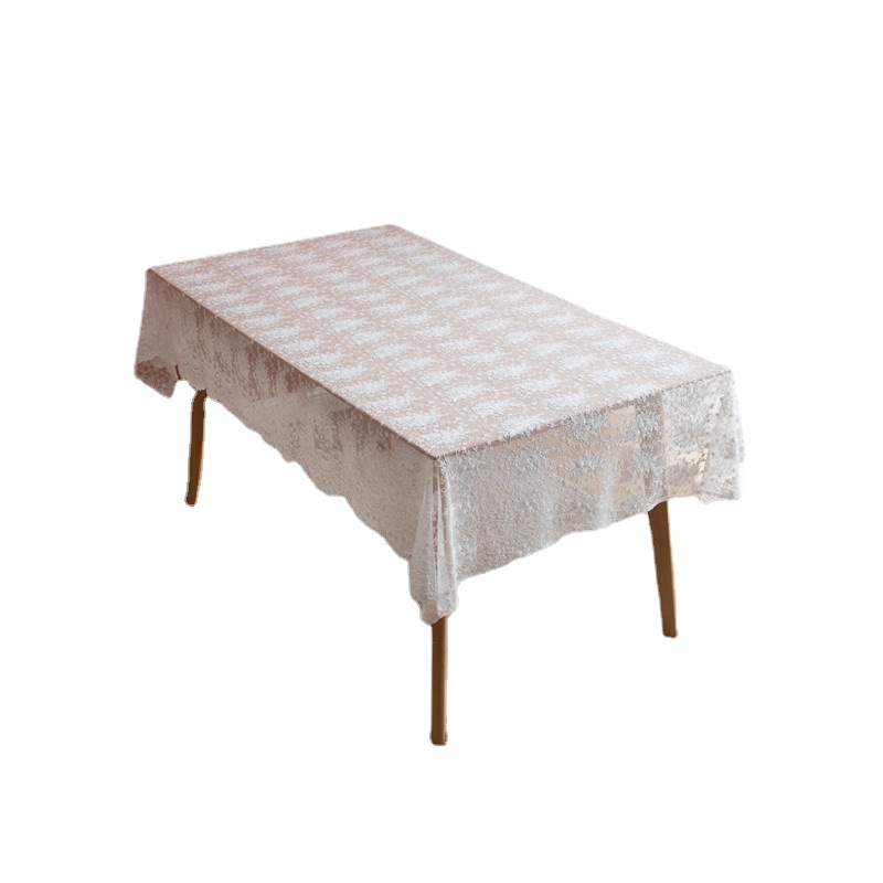 T009 French romantic white lace embroidered rectangular table cloth cover Cafe Table Cloth Lace Table Cloth