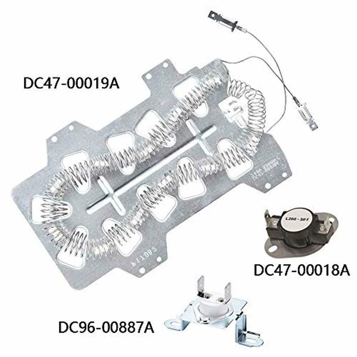 Сушильный аппарат нагревательный элемент DC47-00019A & DC47-00018A & DC96-00887A сушильных машин комплект Замена тепловой предохранитель термостат partsnet