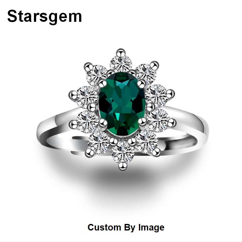 Starsgem ювелирные изделия из стерлингового серебра 925 пробы овальной формы 5*7 мм Изумрудный цветок изменяемое кольцо