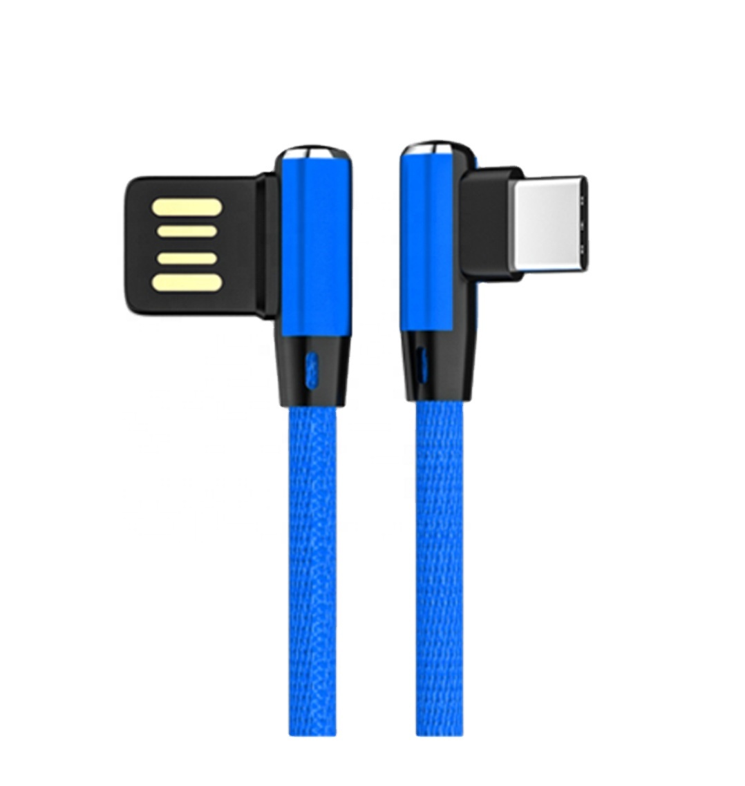 Usb-кабель под углом 90 градусов для IOS Micro type-c, кабель для зарядки и передачи данных для телефонов android, тканевый Плетеный безопасный прочный кабель