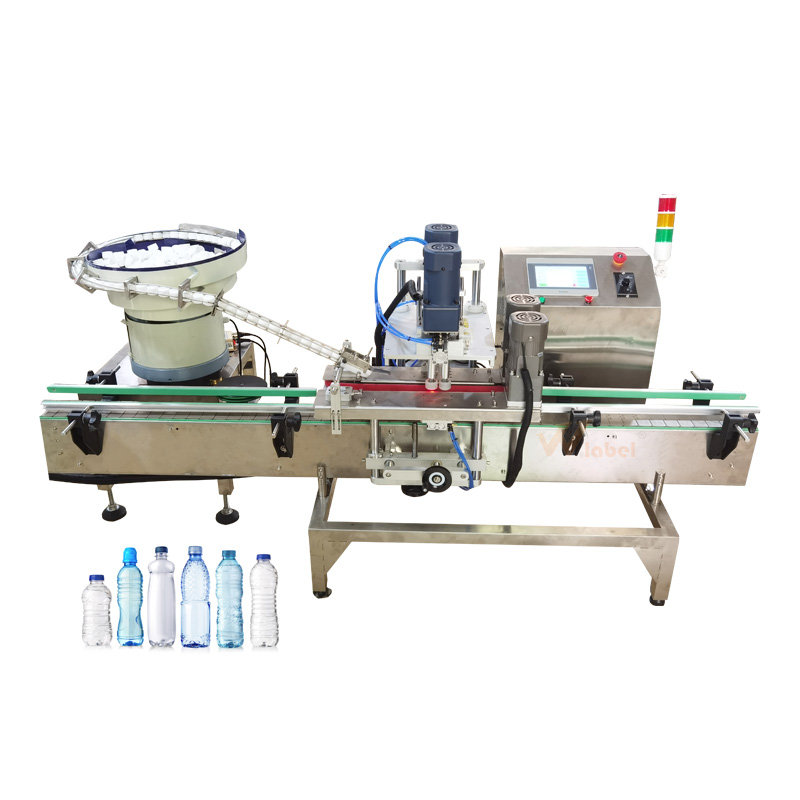 table top automatic jar cap press sealer screw liquid glass plastic water bottle filling labeling capping machine