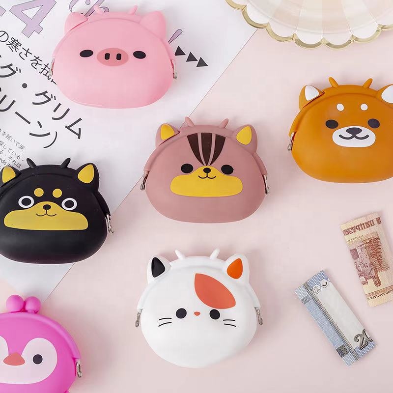 Mini cartoon wallet korean kawaii silicone hasp silicone key change bag coin pouch