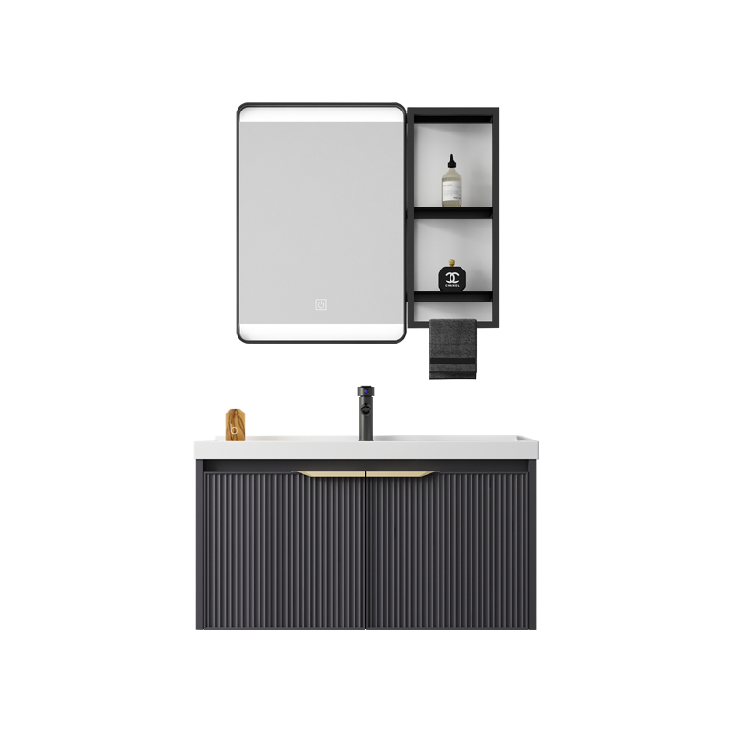Luxury bathroom vanity with ceramic wash sink led mirror with side cabinet bathroom vanities