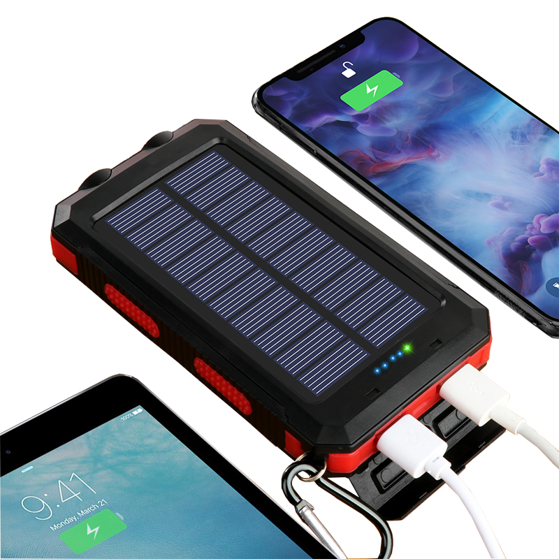 Горячая продажа продуктов мобильный телефон солнечной энергии банк 20000mAh Водонепроницаемый Открытый OEM солнечной энергии портативное зарядное устройство Powerbanks