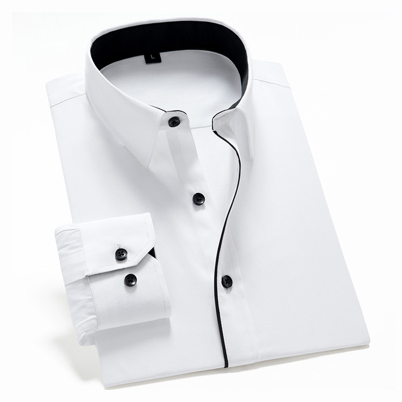 Solid color wedding shirt for men white tuxedo shirts long sleeve