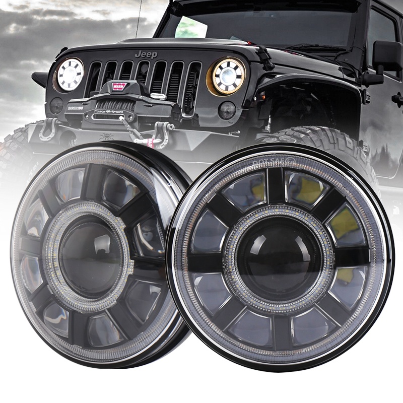 OVOVS 7 дюймов 60 Вт Светодиодные фары 12v 24v с Halo DRL поворотов 7 "круглые светодиодные фары для джипа
