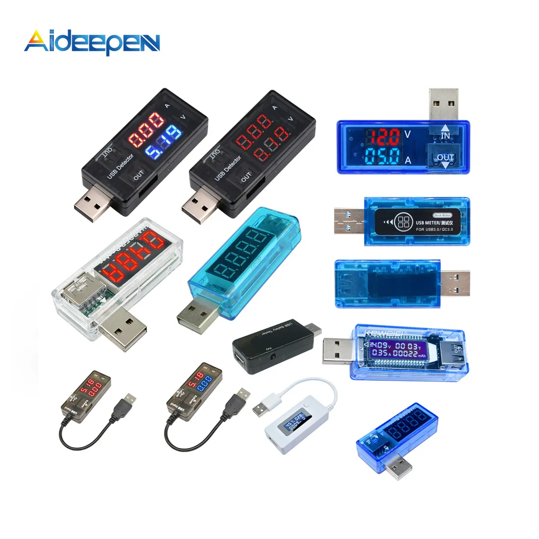 6/8/10 In 1 High Precision USB Charger Tester LCD Display Digital Voltmeter Ammeter Battery Capacity Tester Detector Power Meter