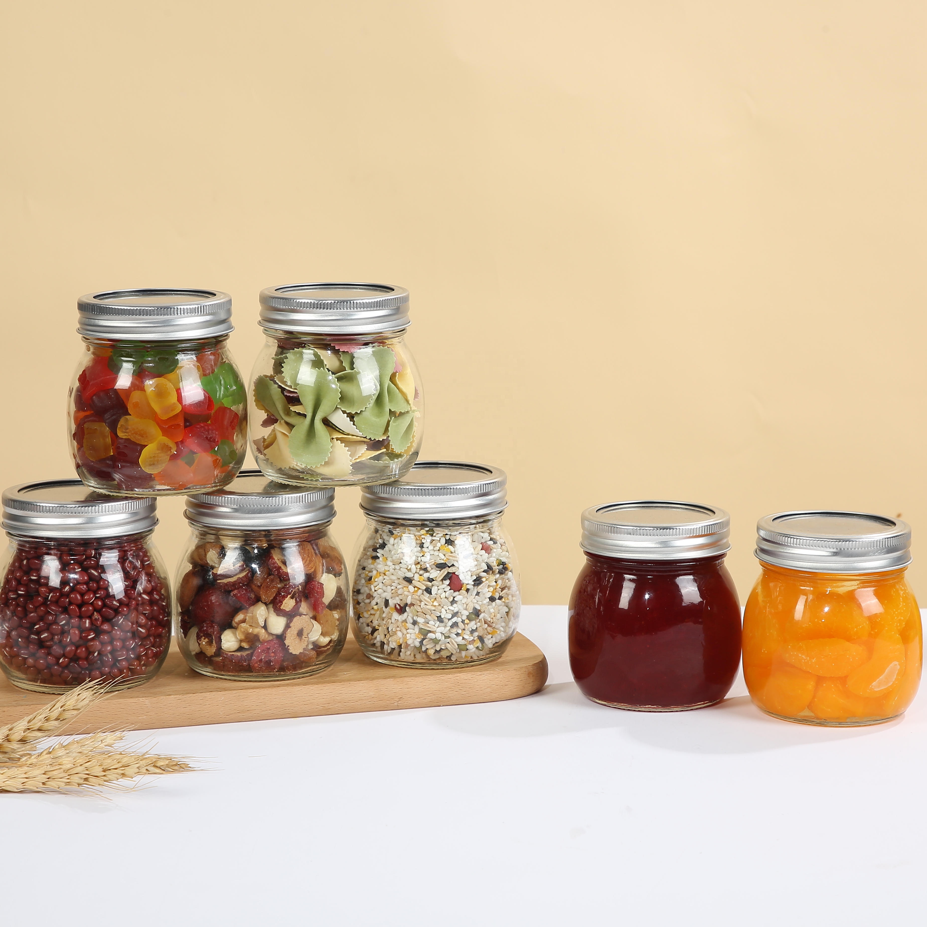 Custom 4oz Wide Mouth Glass Mason Jars With Metal Lid