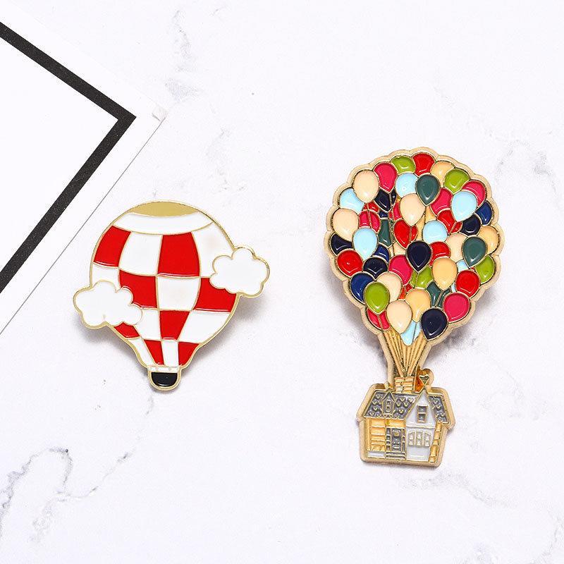 Красочные воздушные шары булавки мультфильм фильм вверх эмаль Pin горячий воздух воздушный шар брошь значки отворот булавки
