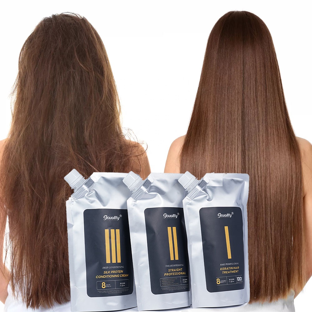 Hair straightening hair keratin protein treatment products for water treatment