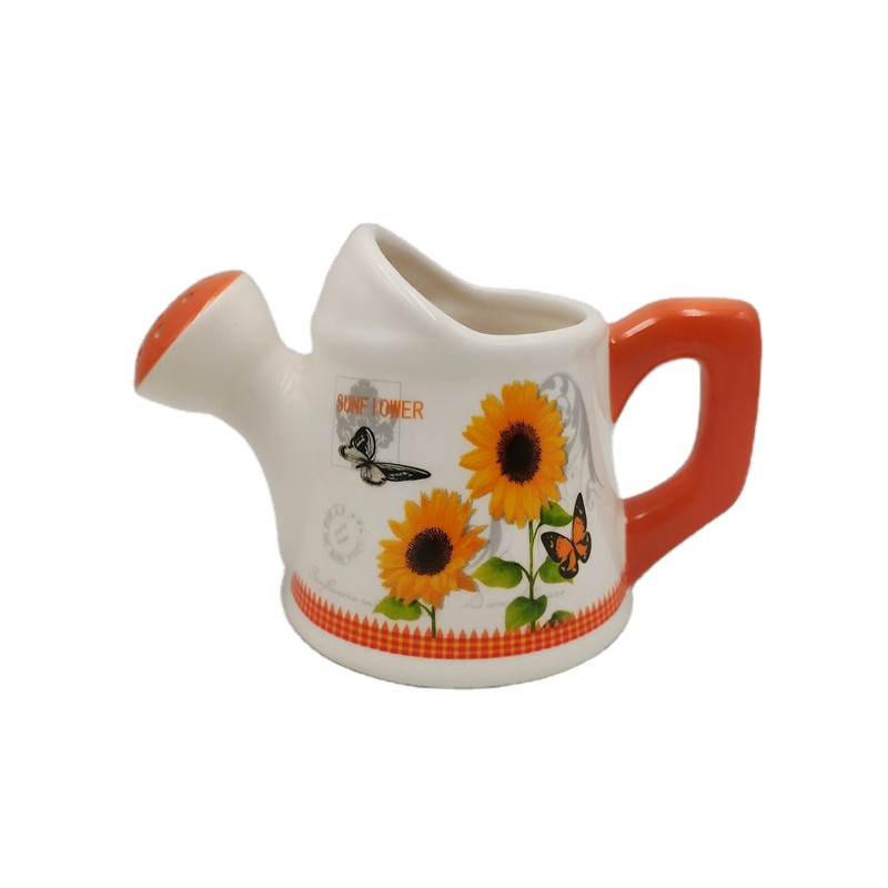 Sunflower theme Garden fashions indoor ceramic mini small cute watering can for kids