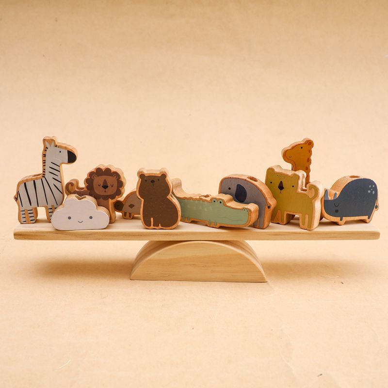 Montessori Toy Wooden Stacking Toy Multifunction Threading Balance See-saw Toy