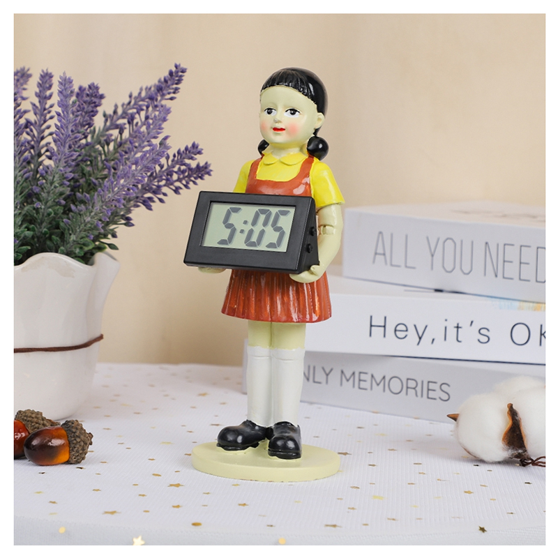 Korean squid game alarm clock scary sound bedroom electronic wooden man alarm clock