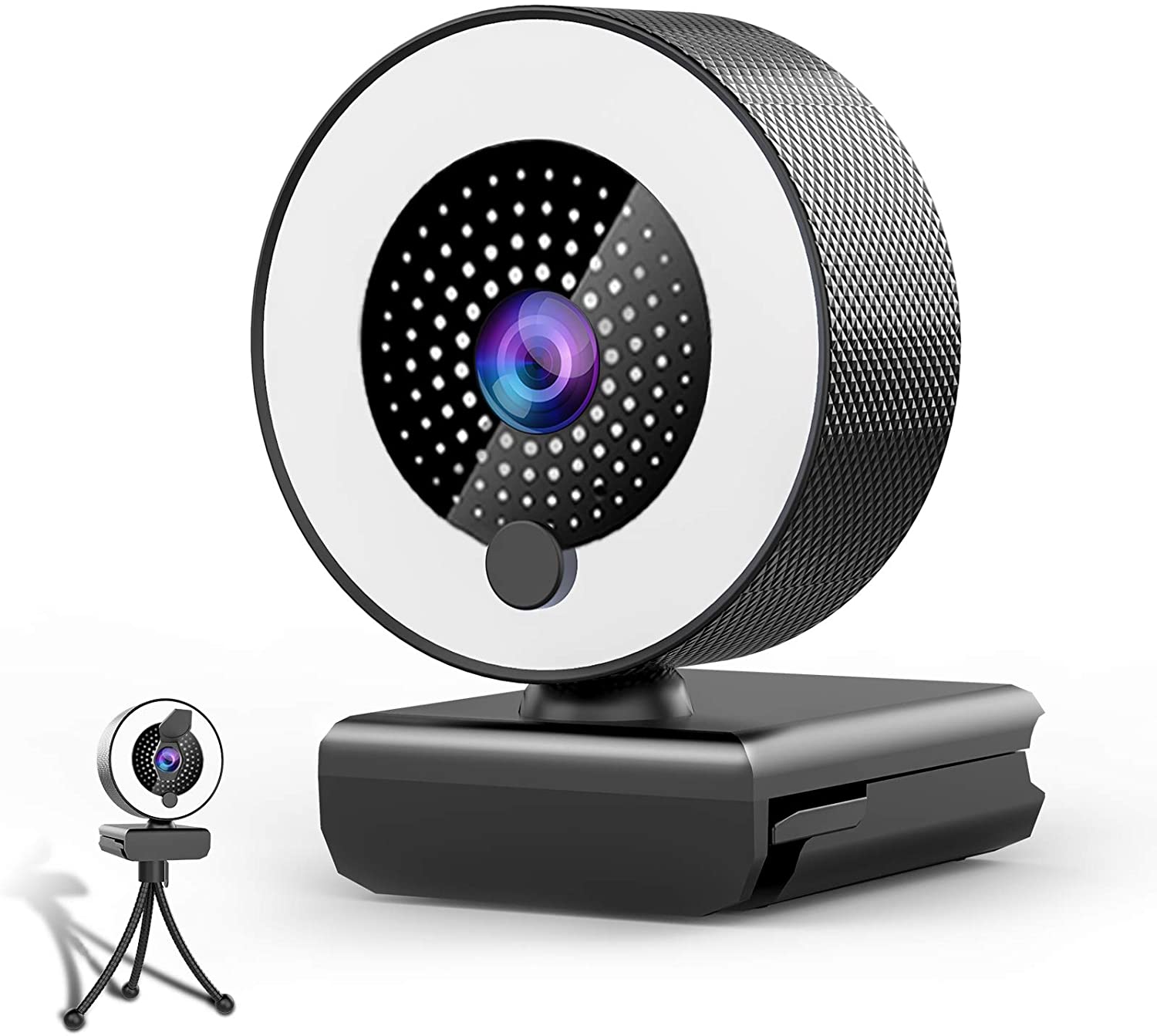 360 Вращение FHD 2K Автофокус PC USB веб-камера с кругом с заполняющим светом камеры для ОС Windows, Android