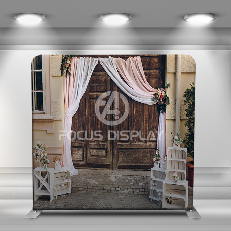 8 ft Wholesale quick installation wedding backdrop wall tension fabric photo booth stand