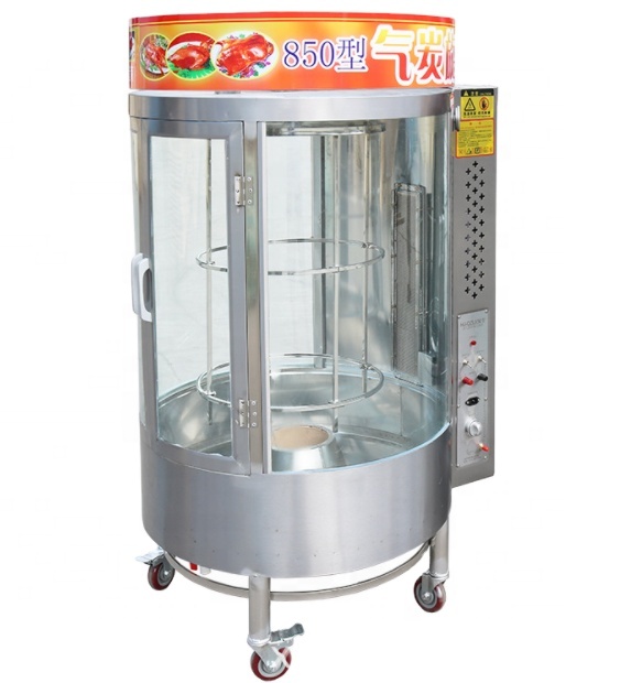 Stainless steel gas coal rotating roasting oven for chicken fish duck