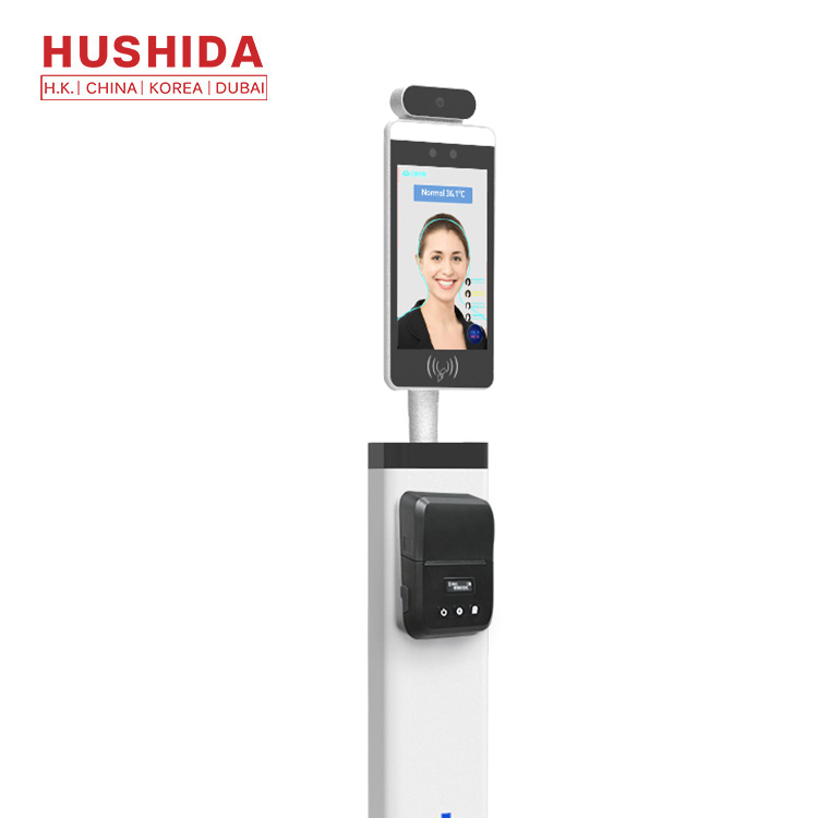 HUSHIDA 8 inch face recognition IR thermal camera thermometer with temperature print device