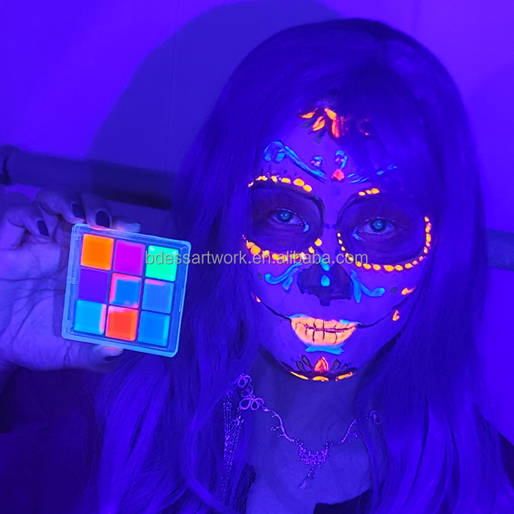 private label neon face and body painting eyeliner supplies make up face painting colors UV water activated eye liner