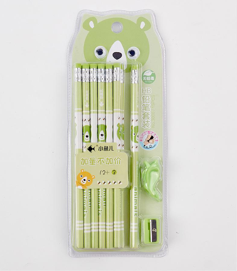 High Quality DIY price cheap kids stationery set, Kids stationary set a school supplies 15pieces pencil pencil sharpener/holder