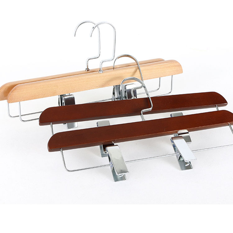 Amazon hot sale shop display rack wooden clip pants hanger for clothes