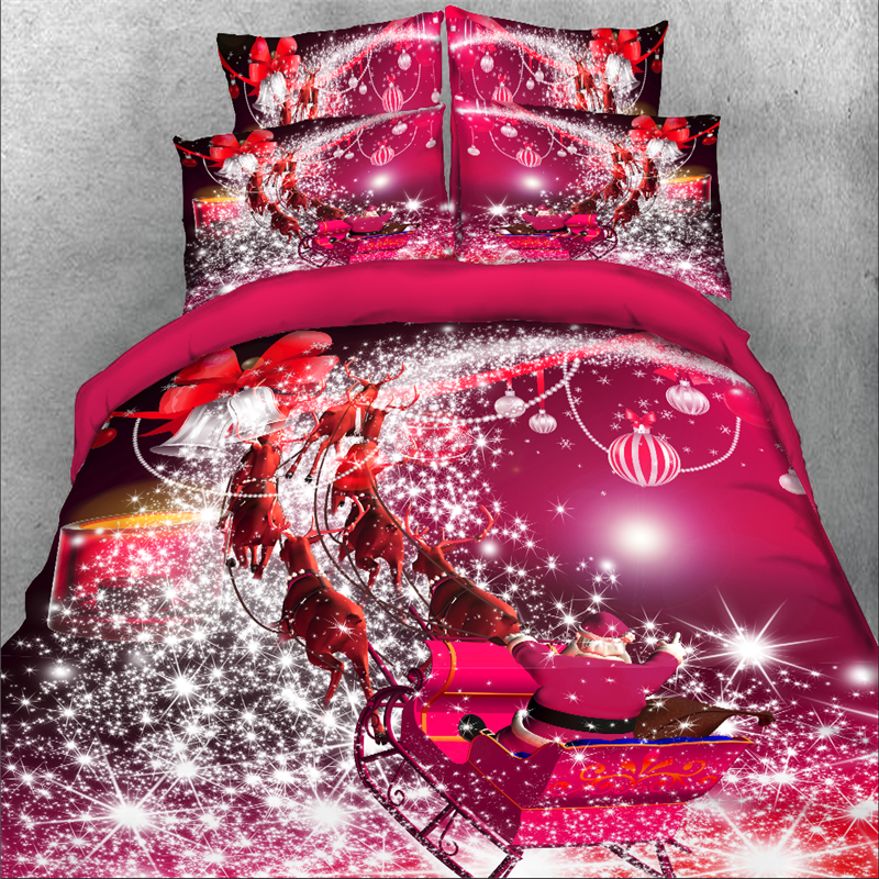 Hight quality Super soft 100% Microfiber quilt printed bed sheet dust cover gift christmas bedding sets