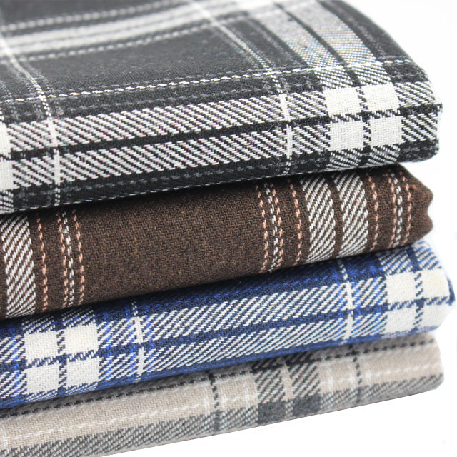 Cotton 45% 35% polyester 20% flax blended twill oversized Plaid for garment skirt shirt