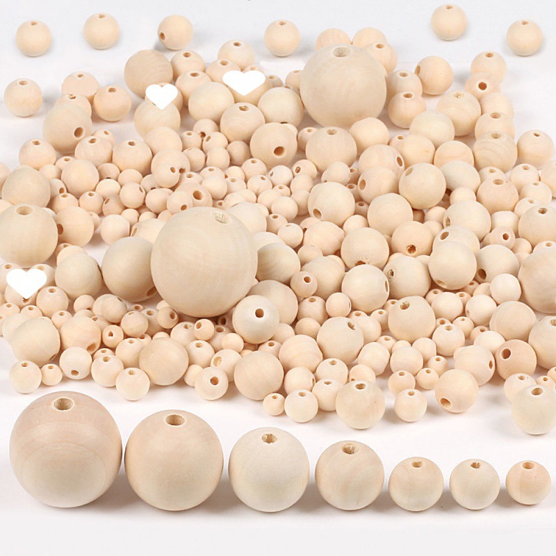 Unfinished Natural Wooden Beads with Hole for DIY Crafts 6mm 8mm 10mm 12mm 14mm 16mm 20mm Wood Bead for Garland and Decorations