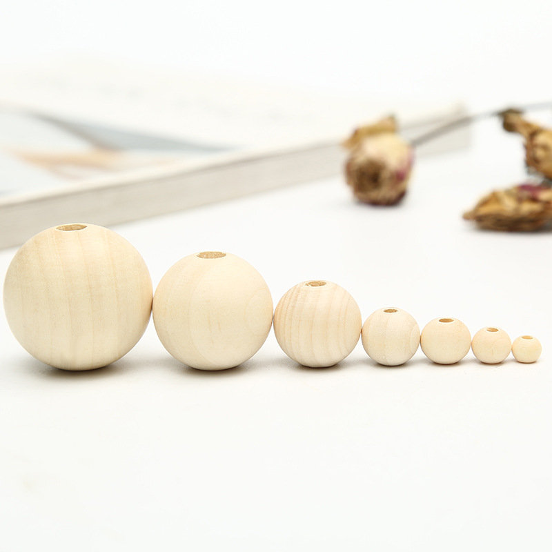 Boho Unfinished Natural Wooden Loose Beads Home Decor Car Seat Cushion Jewelry Toy Accessories DIY Projects Round Wood Beads