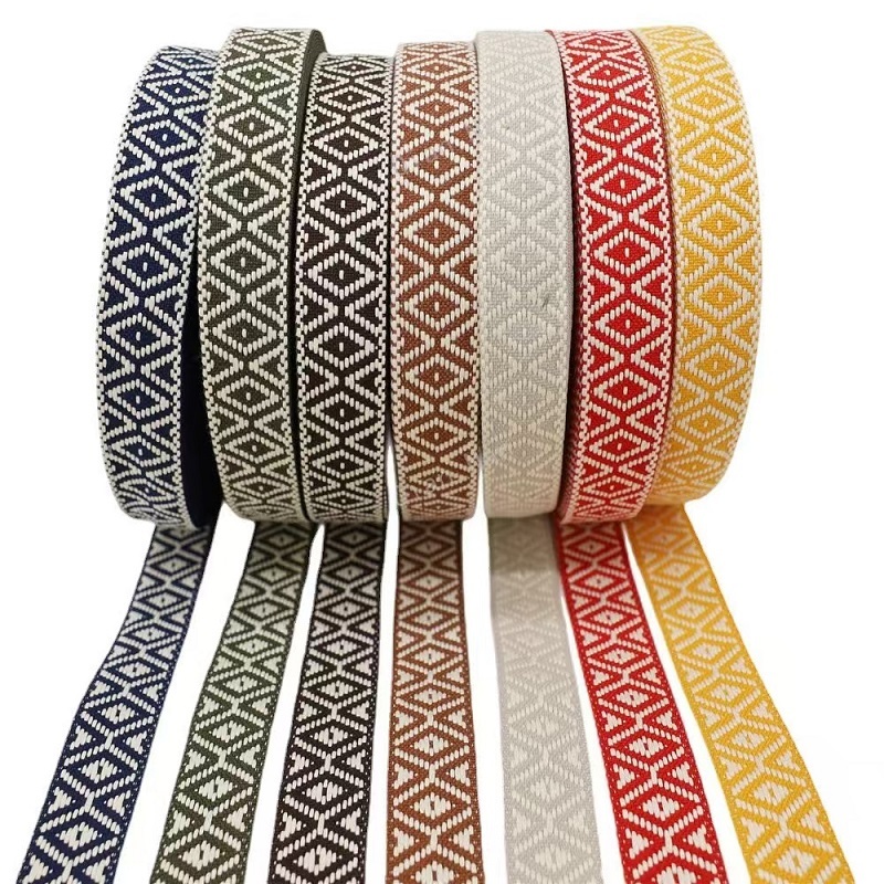 Hot Sale 3.8cm Diamond Pattern Woven Webbing Fabric for Hat Bag Sewing Craft Home Curtain Decoration Accessories