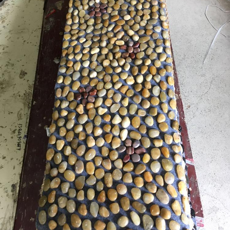 Массажный коврик для ног Pebble Foot Mat 40*150 см, желтое одеяло, Гладкий полированный Красочный натуральный камень