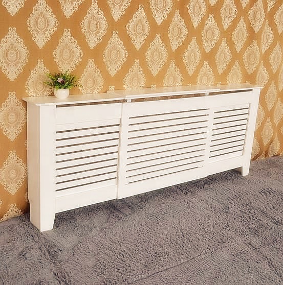 Joy MDF White Painted Radiator Cover Adjustable Modern Slatted Grill Slats