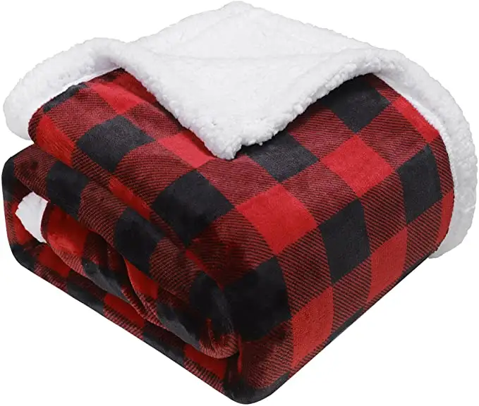 Fleece Fuzzy Throw Blanket  Buffalo Plaid Cozy Fluffy Throws Blankets for Couch Soft Twin Christmas Bedding Sofa Flannel Plush 5