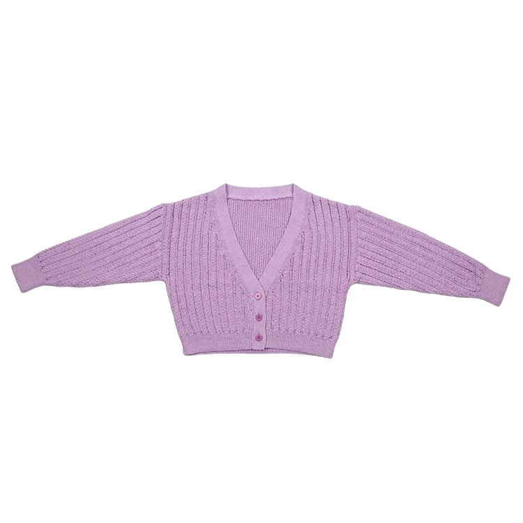Custom OEM Women Loose Fitting Long Sleeves Vee Neck Cardigan Made of Polyester Fiber