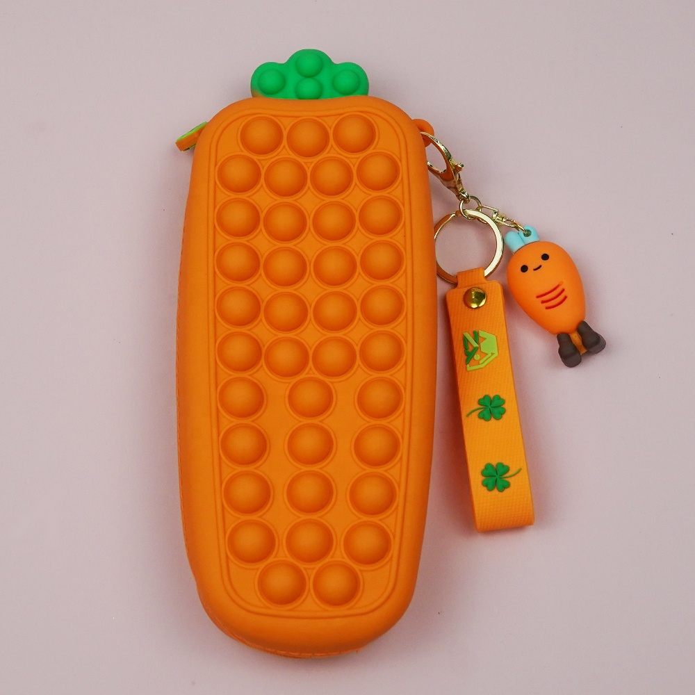 Rubber Fidget Popit Pop up Children Pencil Case Box Manufacturer Made Modern Zhejiang Diy Carrot High End Food Grade Silicone