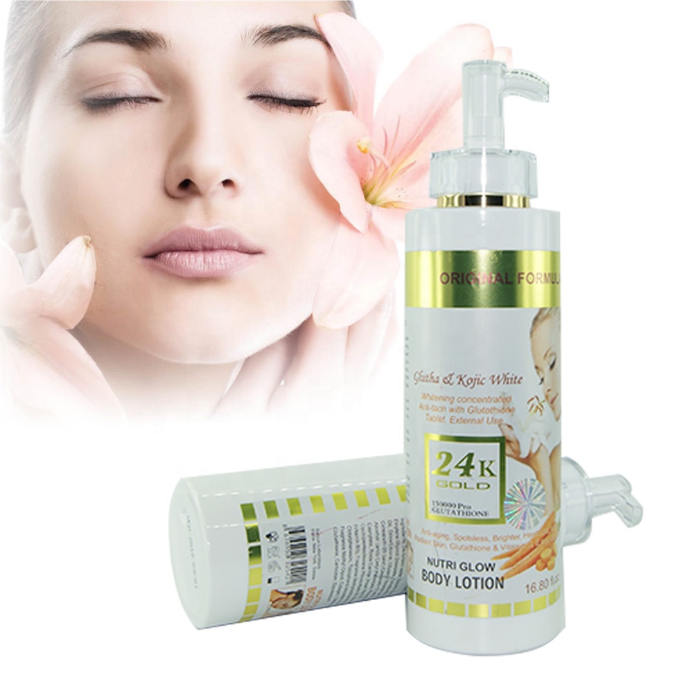 Белый светящийся лосьон для тела Gluthathion & Kojic Nutri, 24K золото, 500 мл, антивозрастное Отбеливающее Концентрированное масло моркови healthder