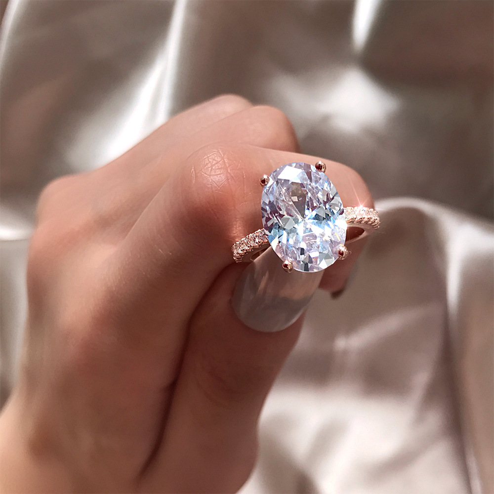YANYI 925 Sterling Silver Oval Ring With 9 *13 Reddean Diamond Bottom Cut Luxury Jewelry Gift