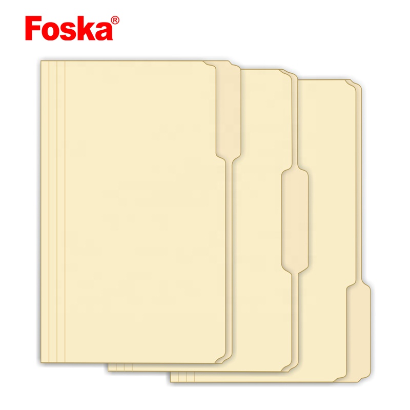 Foska wholesale letter size legal size on top tab fastener folders Manila file folder sort files easily collect documents