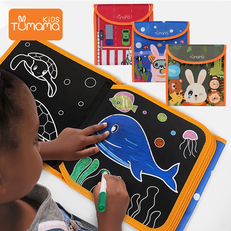 Hotsale Educational Toy DIY Color Graffiti Drawing Board Portable Blackboard Book for Kids Children