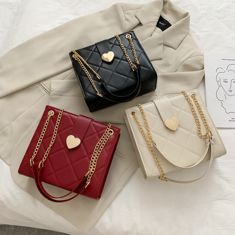 2021 Wholesale Large Crossbody Bag Fashion Girl Purses Ladies Pu Messenger Shoulder Tote Thread Heart Handbags For Women