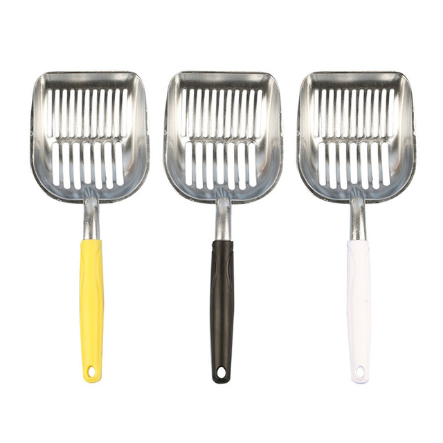 Large thickened metal cat litter shovel rubber handle aluminum alloy explosion cat litter shovel