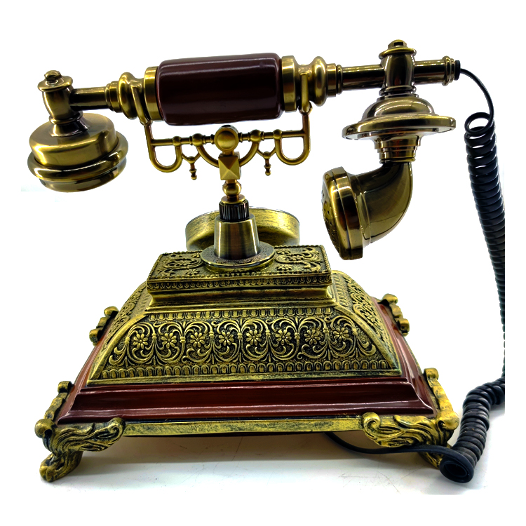 2021 Old Fashion Design Antique Decoration Wired Button Dial Landline Hands Free Telephone