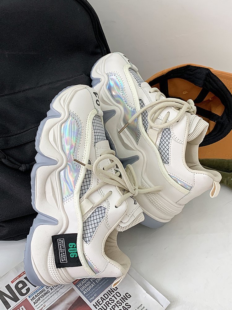 Women's Popular Sneakers Chunky Sports Breathable Footwear For Lady Casual Shoes