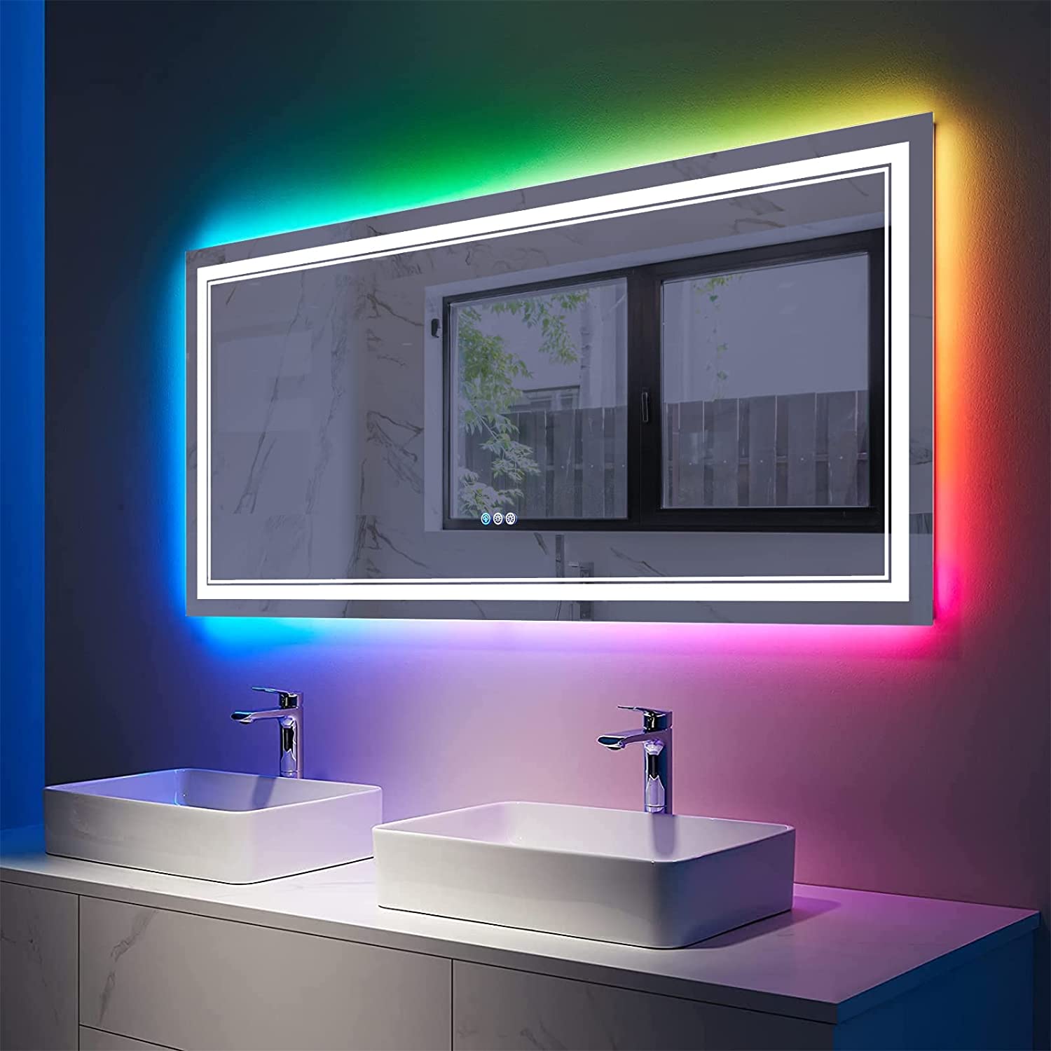 Подсветка для телевизора в отеле, Светодиодная лента RGB с передним светом, сенсорный переключатель CCT для светодиодного зеркала для ванной