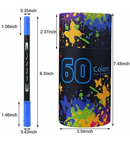 Writing and painting barrel 60 color double head children's painting soft head color neutral pen 1-2mm brush 0.4mm fine pen